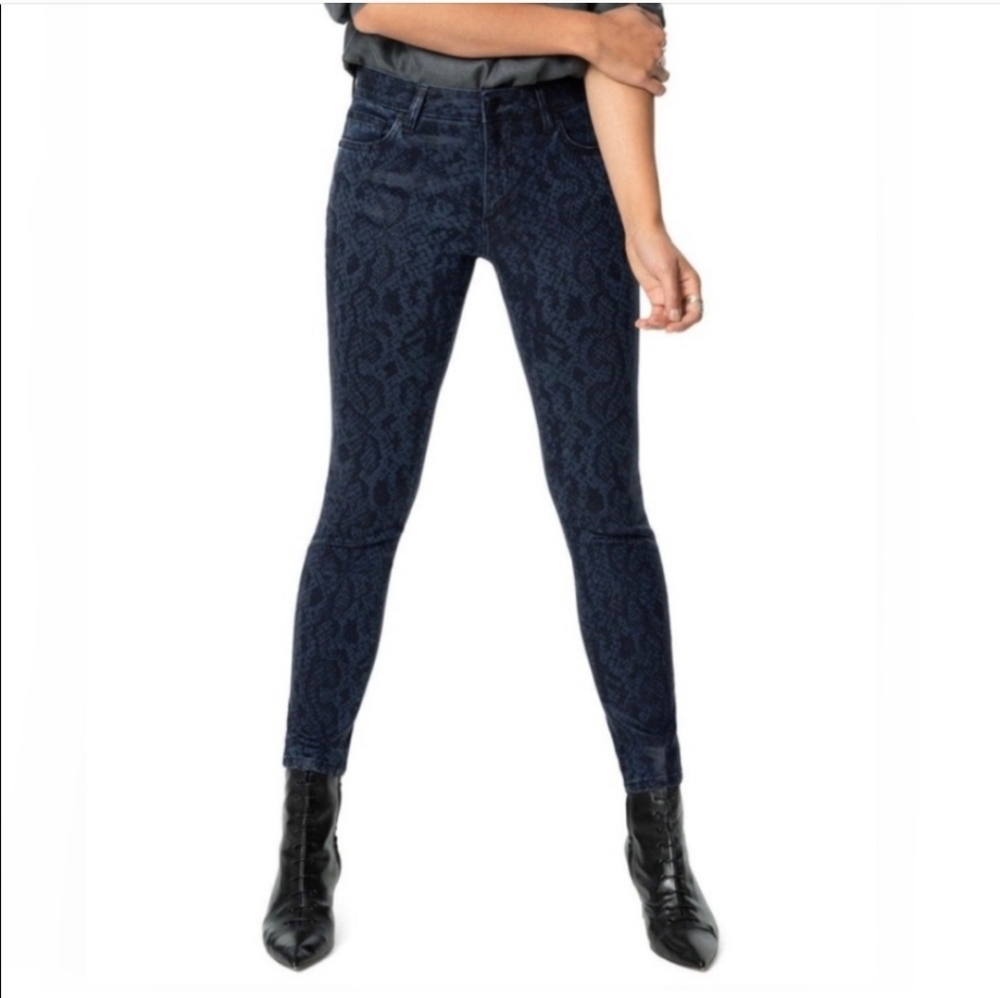 Joe’s Jeans Indigo Coated Python The Charlie Snakeskin Ankle Skinny Jeans 30